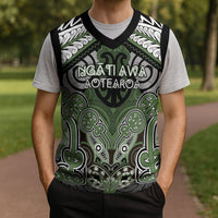 Aotearoa Iwi Ngati Awa Personalised Christmas Knitted V-Neck Vest Maori Kowhaiwhai Pattern