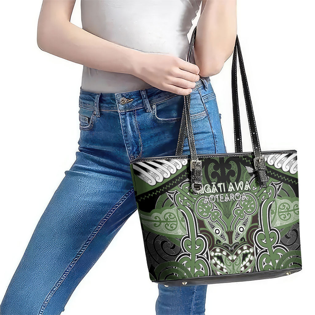 Aotearoa Iwi Ngati Awa Leather Tote Bag Maori Kowhaiwhai Pattern