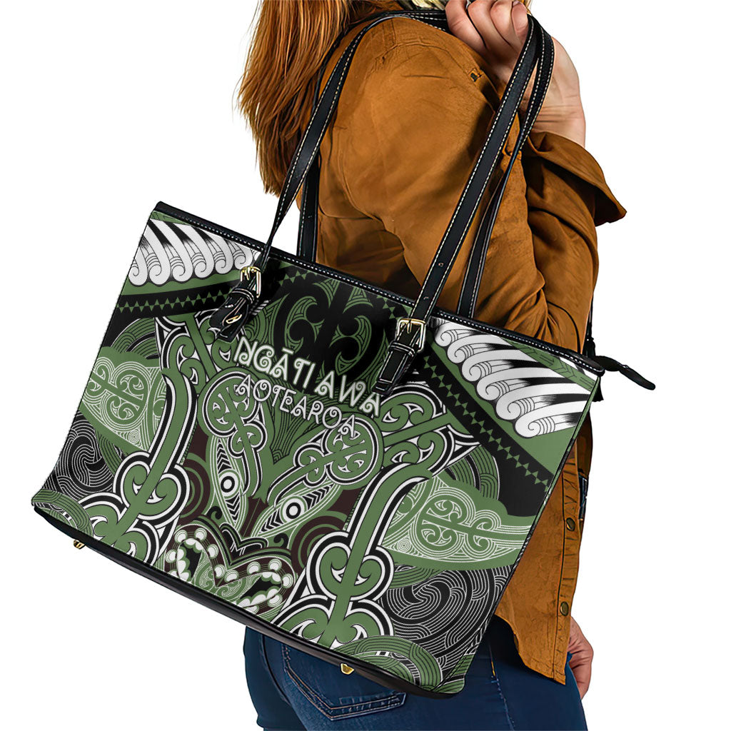 Aotearoa Iwi Ngati Awa Leather Tote Bag Maori Kowhaiwhai Pattern