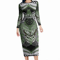 Aotearoa Iwi Ngati Awa Personalised Long Sleeve Bodycon Dress Maori Kowhaiwhai Pattern