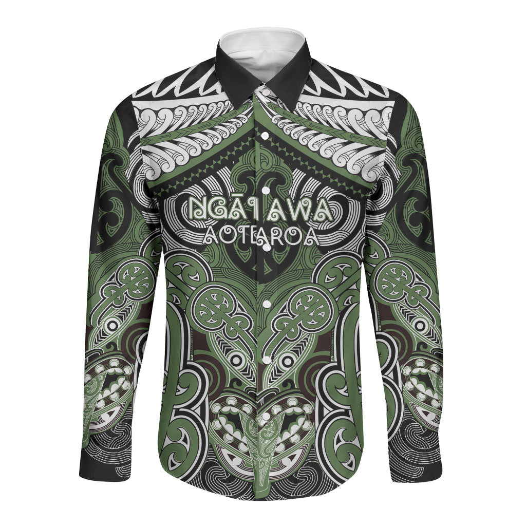 Aotearoa Iwi Ngati Awa Personalised Long Sleeve Button Shirt Maori Kowhaiwhai Pattern