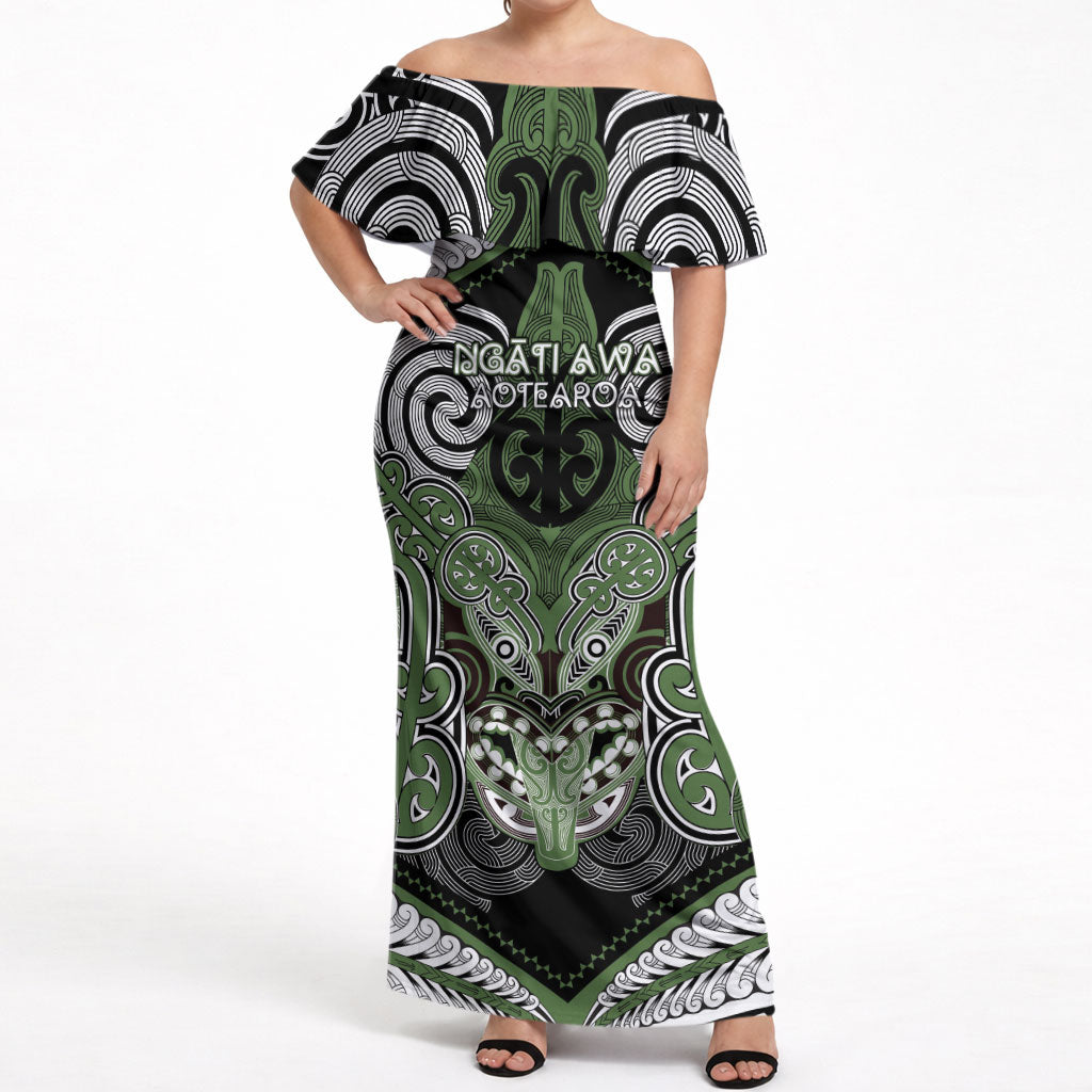 Aotearoa Iwi Ngati Awa Personalised Off Shoulder Maxi Dress Maori Kowhaiwhai Pattern