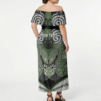 Aotearoa Iwi Ngati Awa Personalised Off Shoulder Maxi Dress Maori Kowhaiwhai Pattern