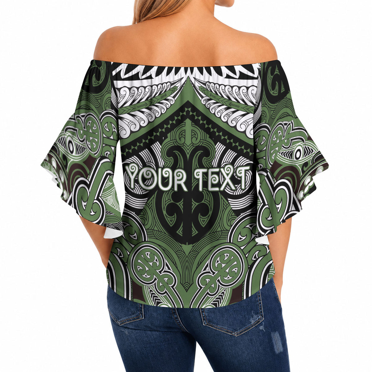 Aotearoa Iwi Ngati Awa Personalised Off Shoulder Wrap Waist Top Maori Kowhaiwhai Pattern