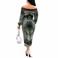 Aotearoa Iwi Ngati Awa Personalised Off The Shoulder Long Sleeve Dress Maori Kowhaiwhai Pattern