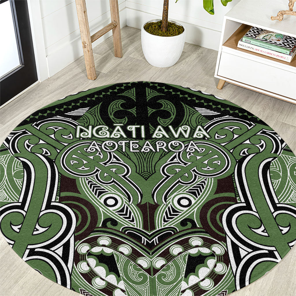Aotearoa Iwi Ngati Awa Round Carpet Maori Kowhaiwhai Pattern