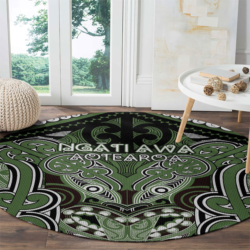 Aotearoa Iwi Ngati Awa Round Carpet Maori Kowhaiwhai Pattern