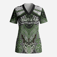 Aotearoa Iwi Ngati Awa Personalised Scrub Top Maori Kowhaiwhai Pattern