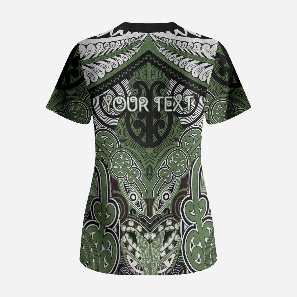 Aotearoa Iwi Ngati Awa Personalised Scrub Top Maori Kowhaiwhai Pattern