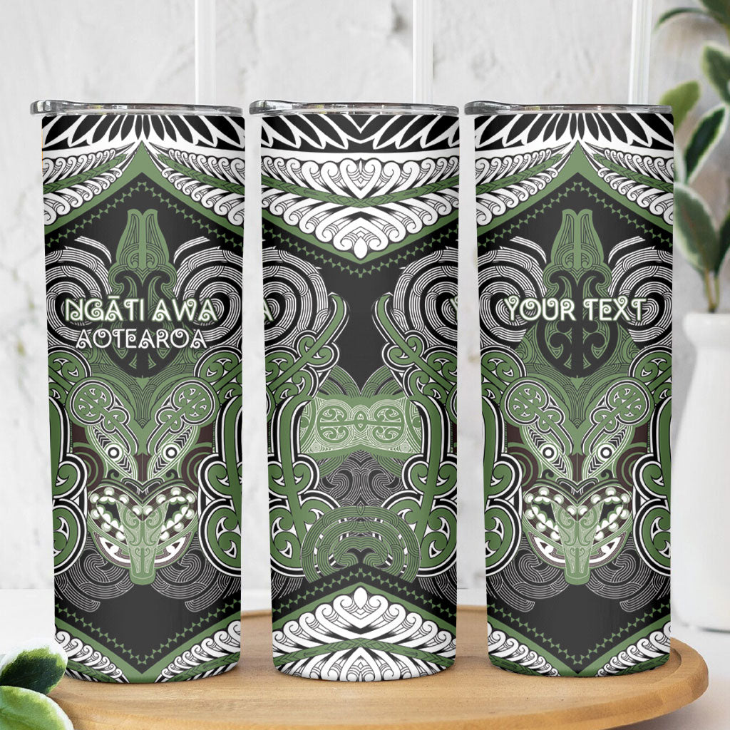 Aotearoa Iwi Ngati Awa Personalised Skinny Tumbler Maori Kowhaiwhai Pattern