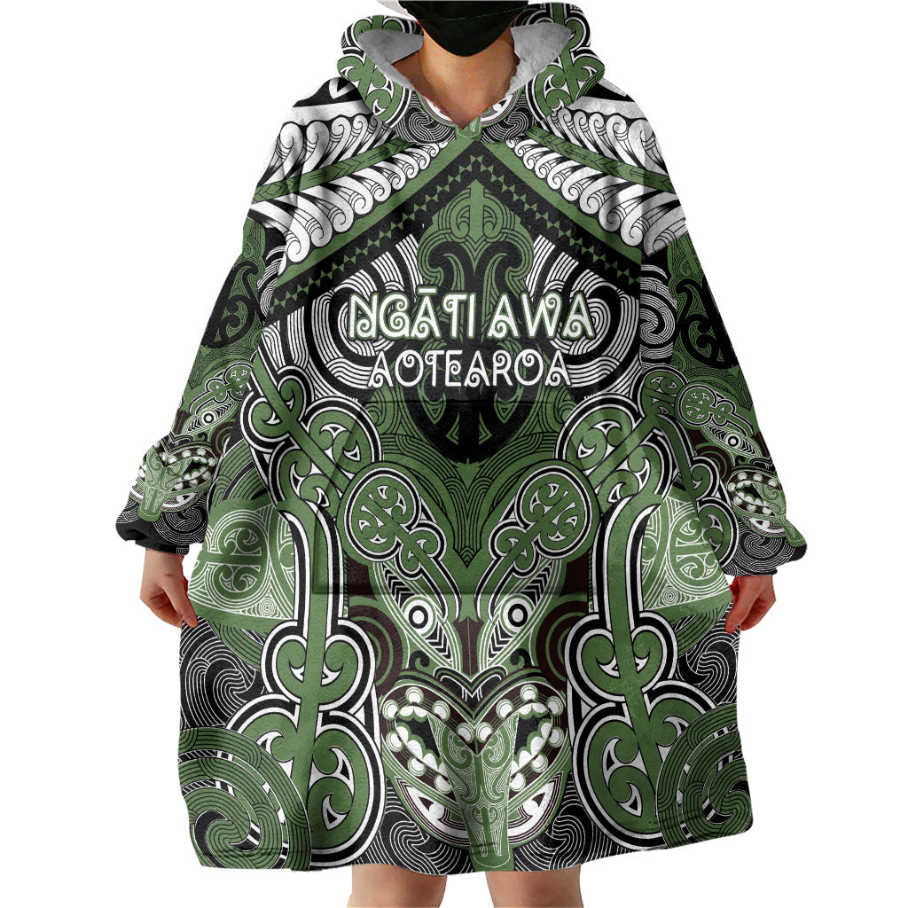 Aotearoa Iwi Ngati Awa Personalised Wearable Blanket Hoodie Maori Kowhaiwhai Pattern