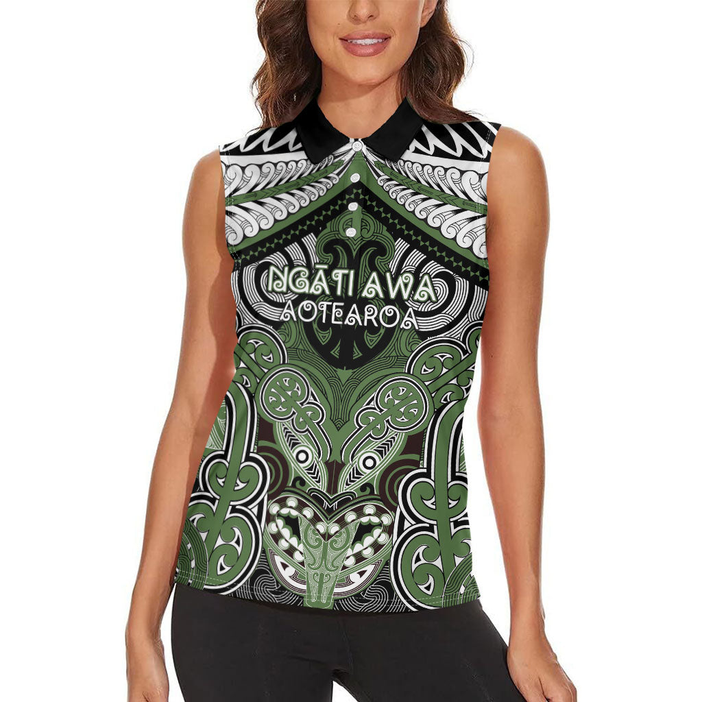 Aotearoa Iwi Ngati Awa Personalised Women Sleeveless Polo Shirt Maori Kowhaiwhai Pattern