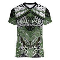 Aotearoa Iwi Ngati Awa Personalised Women V-Neck T-Shirt Maori Kowhaiwhai Pattern