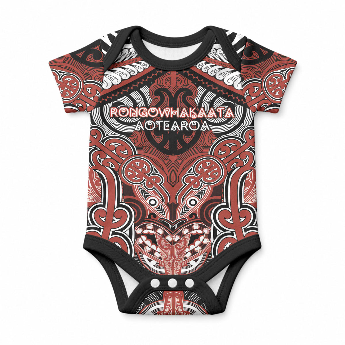 Aotearoa Iwi Rongowhakaata Personalised Baby Onesie Maori Kowhaiwhai Pattern