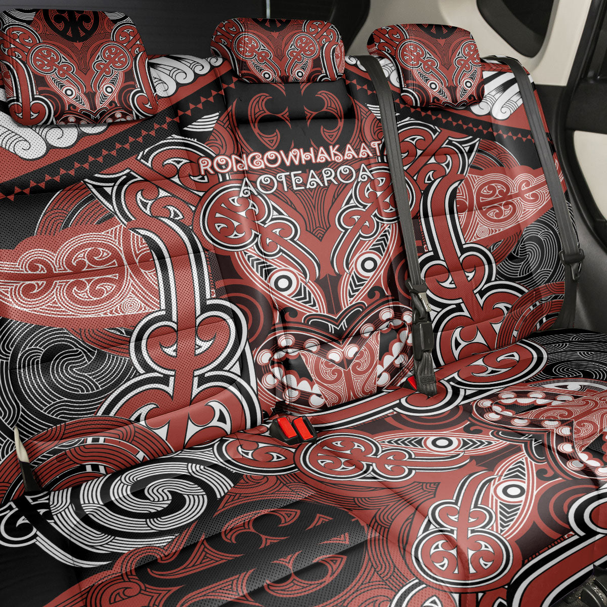 Aotearoa Iwi Rongowhakaata Back Car Seat Cover Maori Kowhaiwhai Pattern