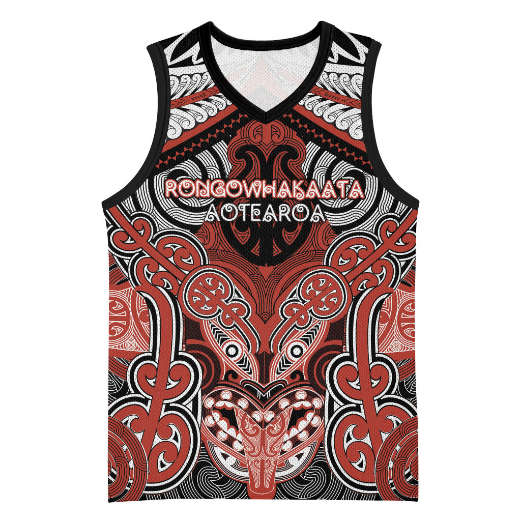 Aotearoa Iwi Rongowhakaata Personalised Basketball Jersey Maori Kowhaiwhai Pattern