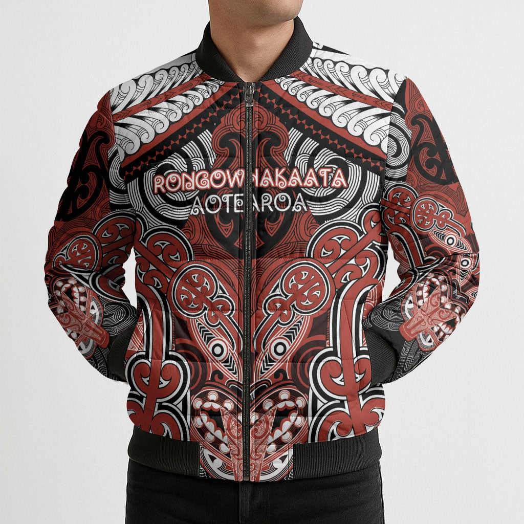 Aotearoa Iwi Rongowhakaata Personalised Bomber Puffer Jacket Maori Kowhaiwhai Pattern