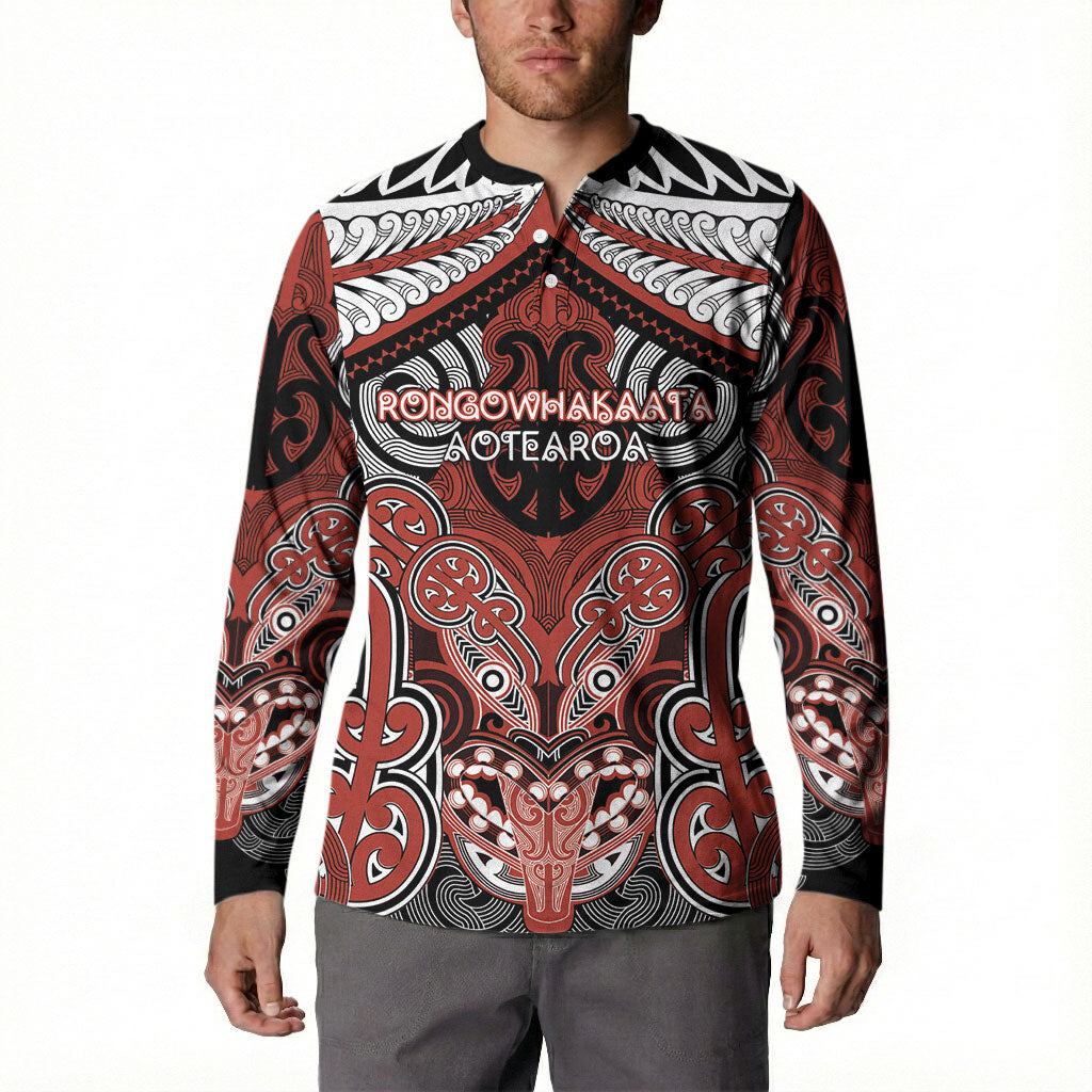 Aotearoa Iwi Rongowhakaata Personalised Button Sweatshirt Maori Kowhaiwhai Pattern