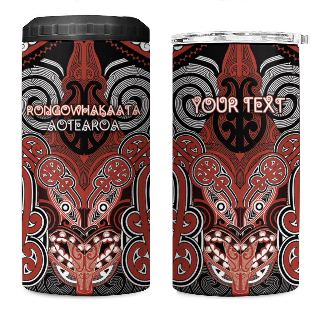 Aotearoa Iwi Rongowhakaata Personalised 4 in 1 Can Cooler Tumbler Maori Kowhaiwhai Pattern