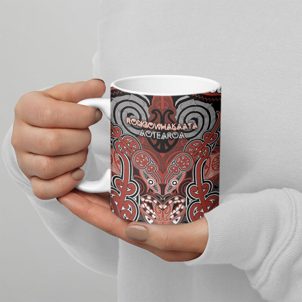 Aotearoa Iwi Rongowhakaata Personalised Ceramic Mug Maori Kowhaiwhai Pattern