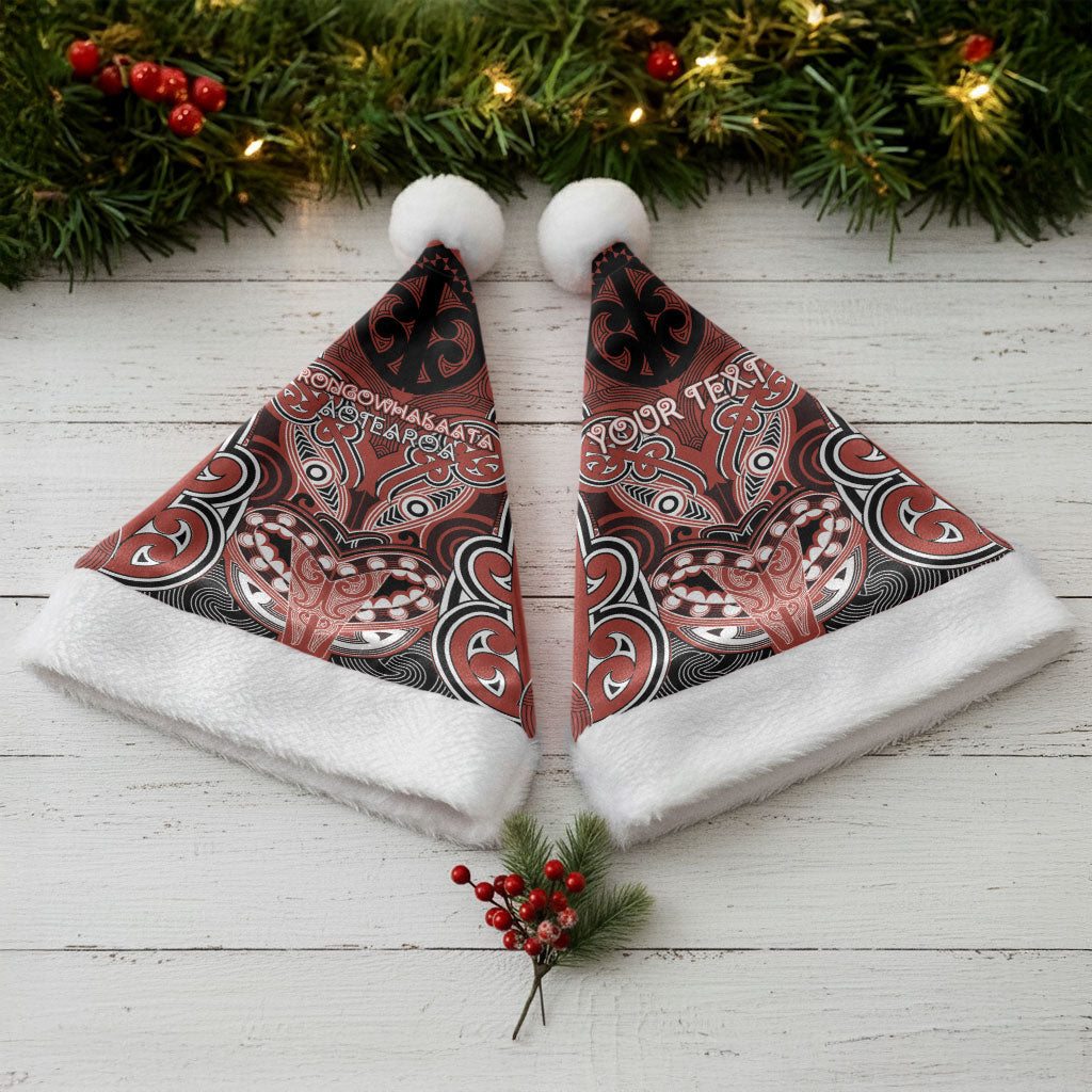 Aotearoa Iwi Rongowhakaata Personalised Christmas Santa Hat Maori Kowhaiwhai Pattern
