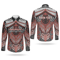 Aotearoa Iwi Rongowhakaata Personalised Couples Matching Off Shoulder Maxi Dress and Long Sleeve Button Shirt Maori Kowhaiwhai Pattern