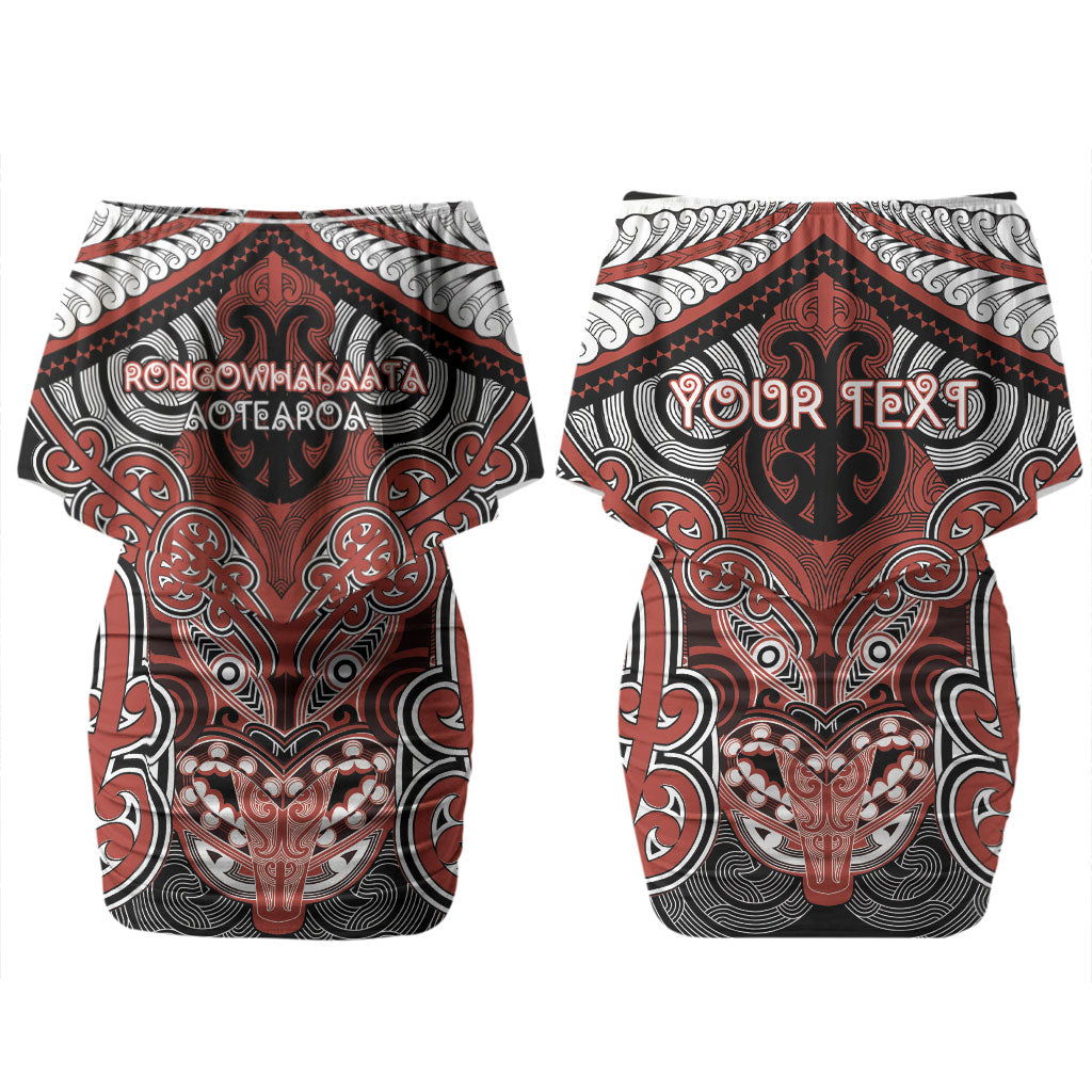 Aotearoa Iwi Rongowhakaata Personalised Couples Matching Off Shoulder Short Dress and Hawaiian Shirt Maori Kowhaiwhai Pattern