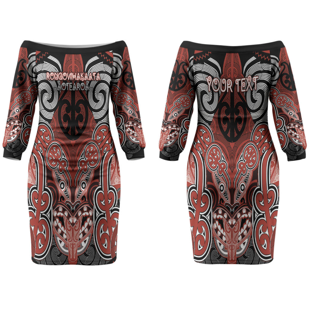 Aotearoa Iwi Rongowhakaata Personalised Couples Matching Off The Shoulder Long Sleeve Dress and Hawaiian Shirt Maori Kowhaiwhai Pattern