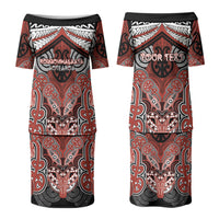 Aotearoa Iwi Rongowhakaata Personalised Couples Matching Puletasi and Long Sleeve Button Shirt Maori Kowhaiwhai Pattern