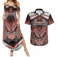 Aotearoa Iwi Rongowhakaata Personalised Couples Matching Summer Maxi Dress and Hawaiian Shirt Maori Kowhaiwhai Pattern