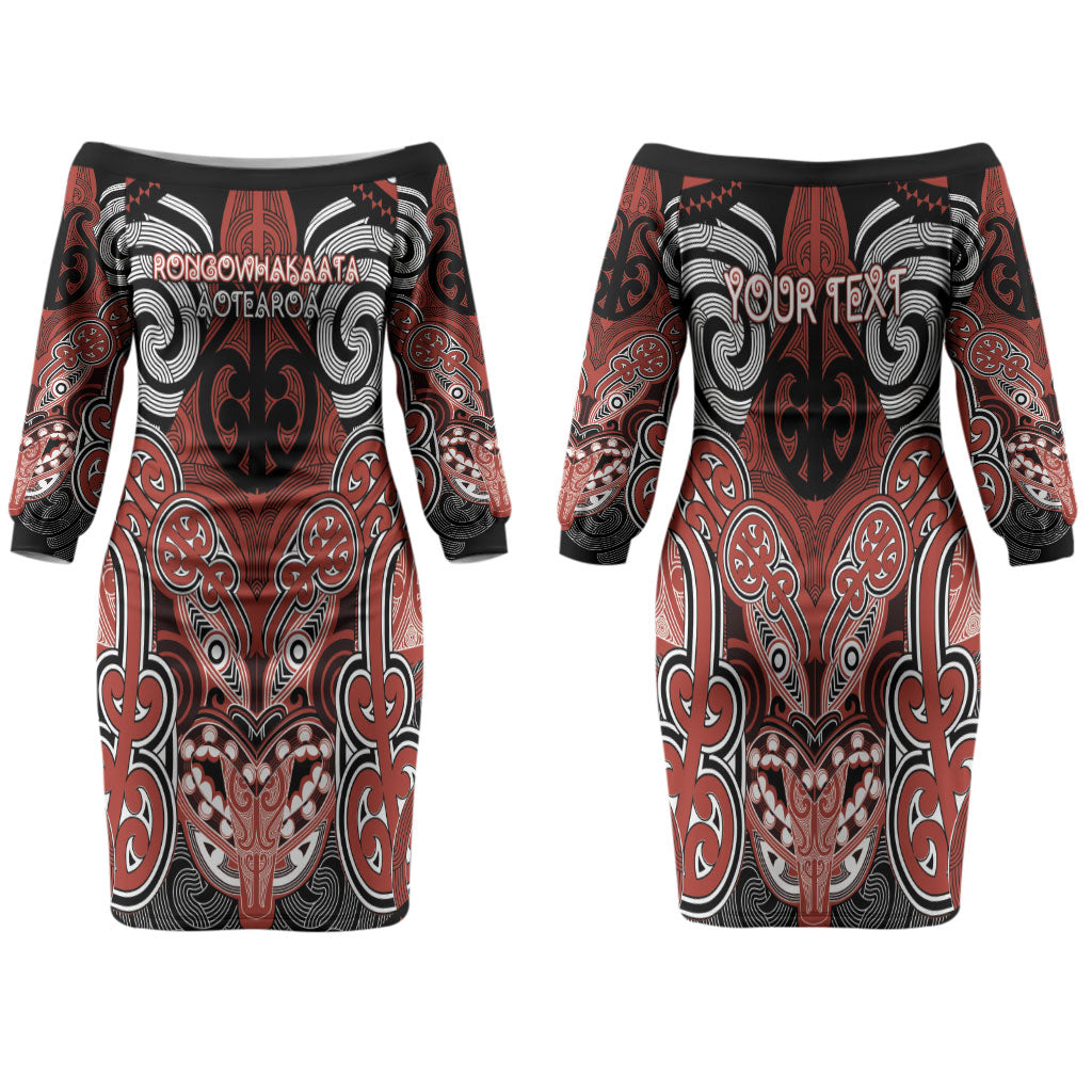 Aotearoa Iwi Rongowhakaata Personalised Family Matching Off The Shoulder Long Sleeve Dress and Hawaiian Shirt Maori Kowhaiwhai Pattern