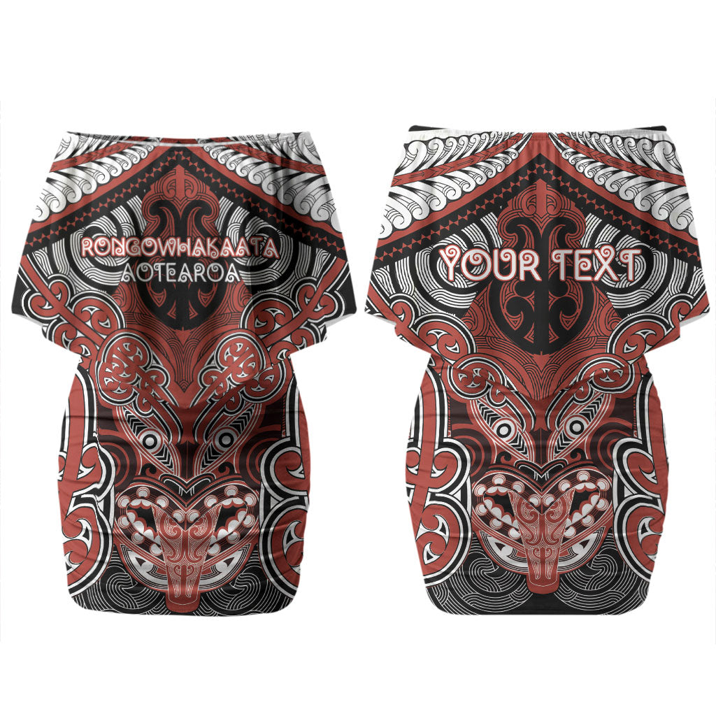 Aotearoa Iwi Rongowhakaata Personalised Family Matching Off Shoulder Short Dress and Hawaiian Shirt Maori Kowhaiwhai Pattern