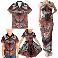 Aotearoa Iwi Rongowhakaata Personalised Family Matching Tank Maxi Dress and Hawaiian Shirt Maori Kowhaiwhai Pattern