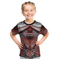 Aotearoa Iwi Rongowhakaata Personalised Kid T Shirt Maori Kowhaiwhai Pattern