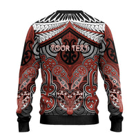 Aotearoa Iwi Rongowhakaata Personalised Ugly Christmas Sweater Maori Kowhaiwhai Pattern