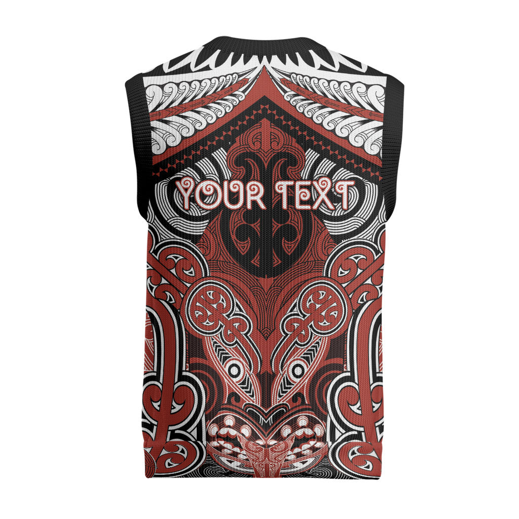 Aotearoa Iwi Rongowhakaata Personalised Christmas Knitted V-Neck Vest Maori Kowhaiwhai Pattern