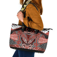 Aotearoa Iwi Rongowhakaata Leather Tote Bag Maori Kowhaiwhai Pattern