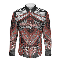 Aotearoa Iwi Rongowhakaata Personalised Long Sleeve Button Shirt Maori Kowhaiwhai Pattern