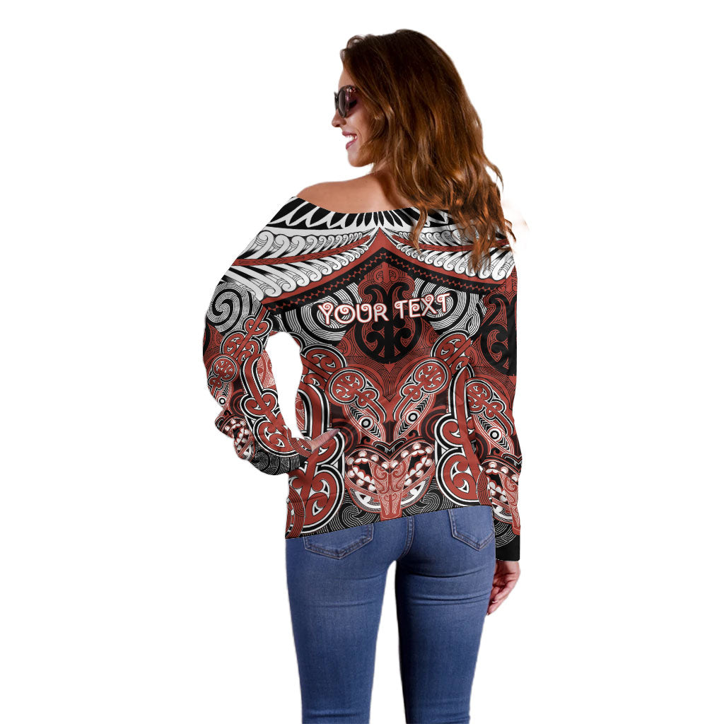 Aotearoa Iwi Rongowhakaata Personalised Off Shoulder Sweater Maori Kowhaiwhai Pattern