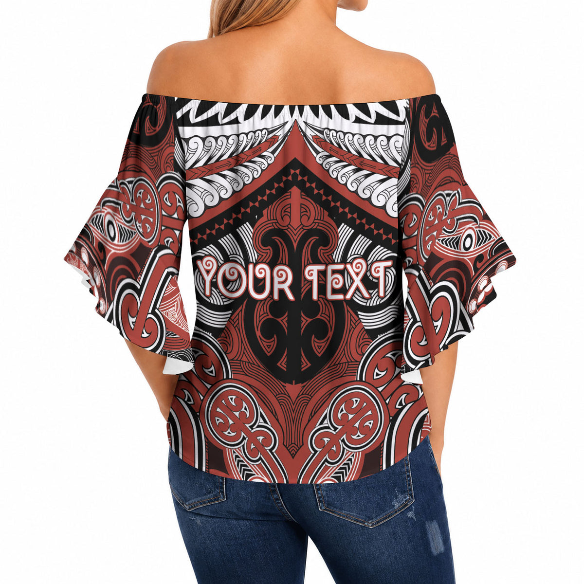 Aotearoa Iwi Rongowhakaata Personalised Off Shoulder Wrap Waist Top Maori Kowhaiwhai Pattern