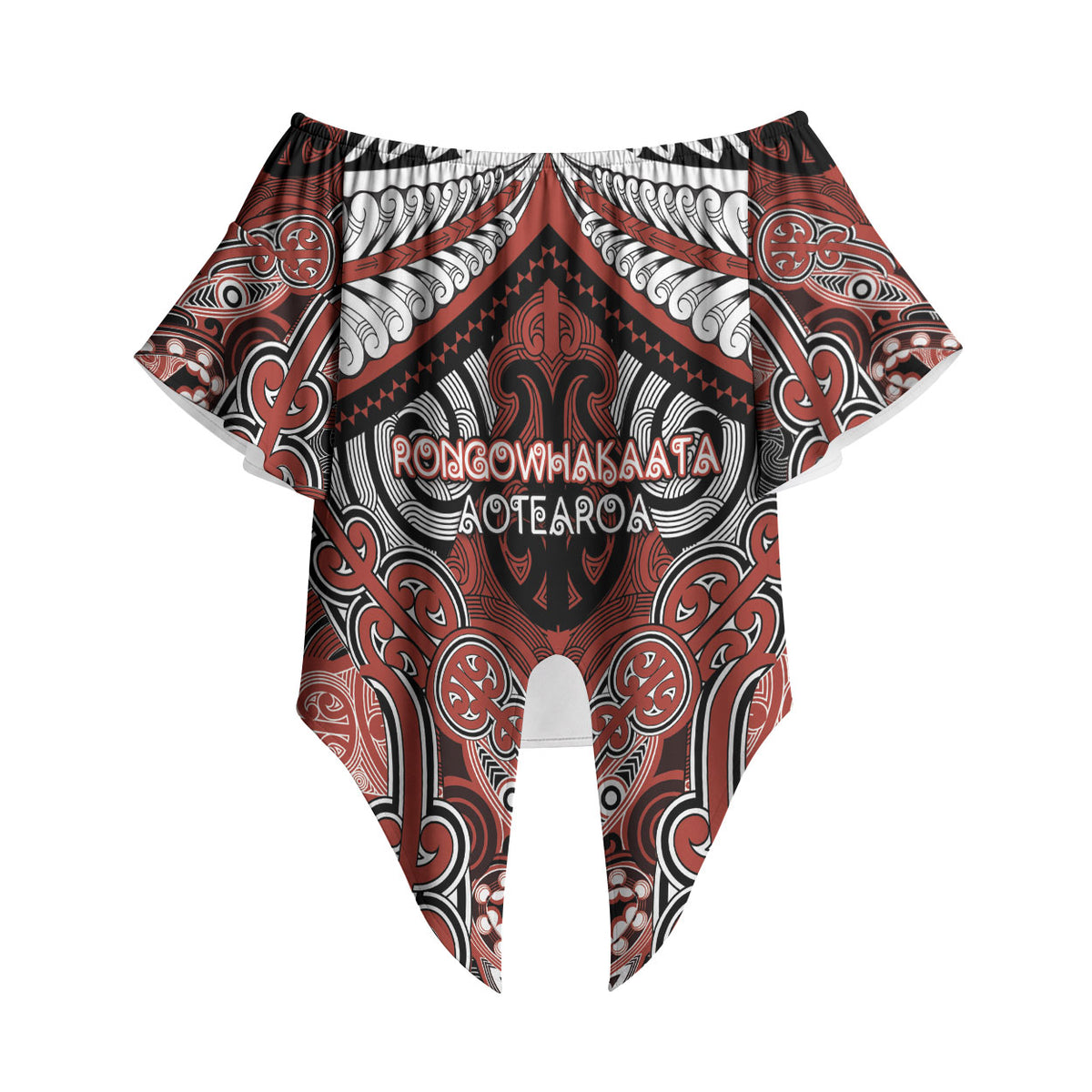 Aotearoa Iwi Rongowhakaata Personalised Off Shoulder Wrap Waist Top Maori Kowhaiwhai Pattern