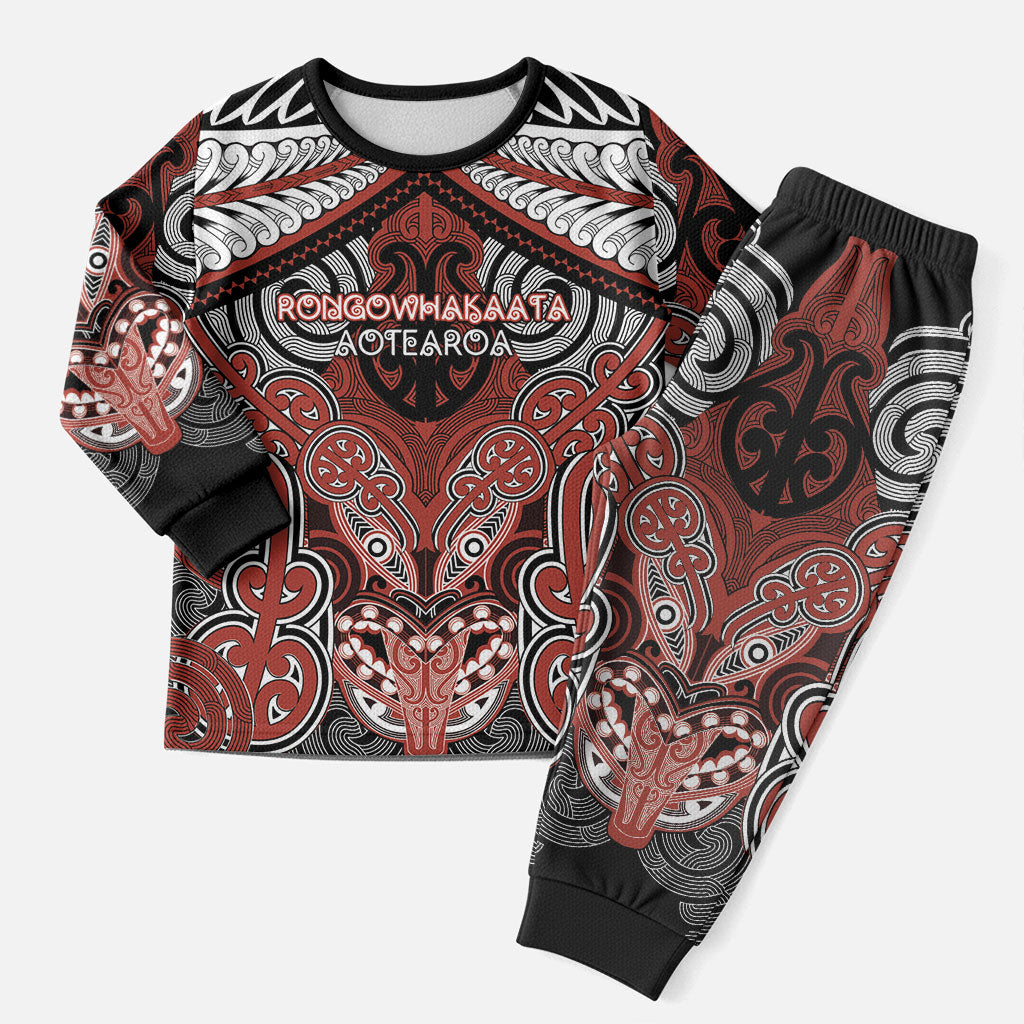 Aotearoa Iwi Rongowhakaata Personalised Christmas Pajama Set Maori Kowhaiwhai Pattern