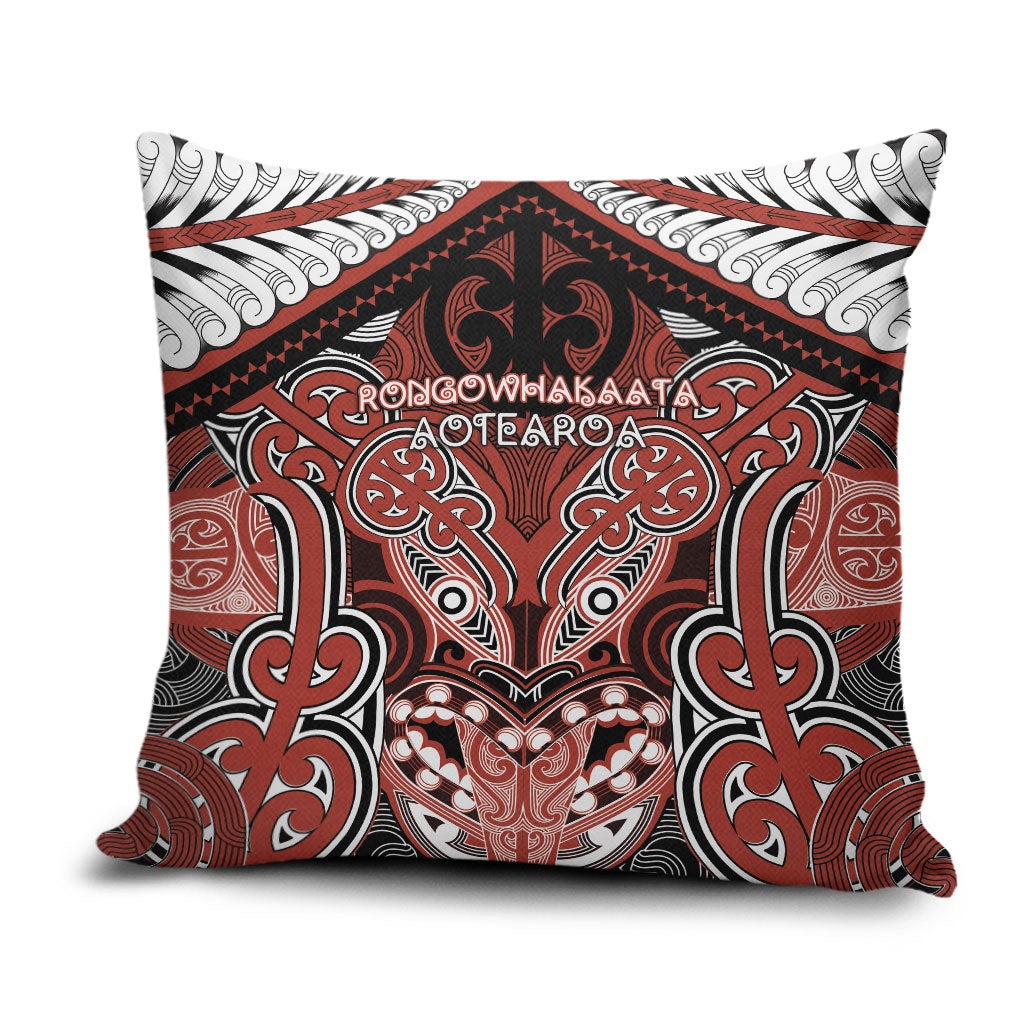Aotearoa Iwi Rongowhakaata Pillow Cover Maori Kowhaiwhai Pattern LT19 Red - Polynesian Pride
