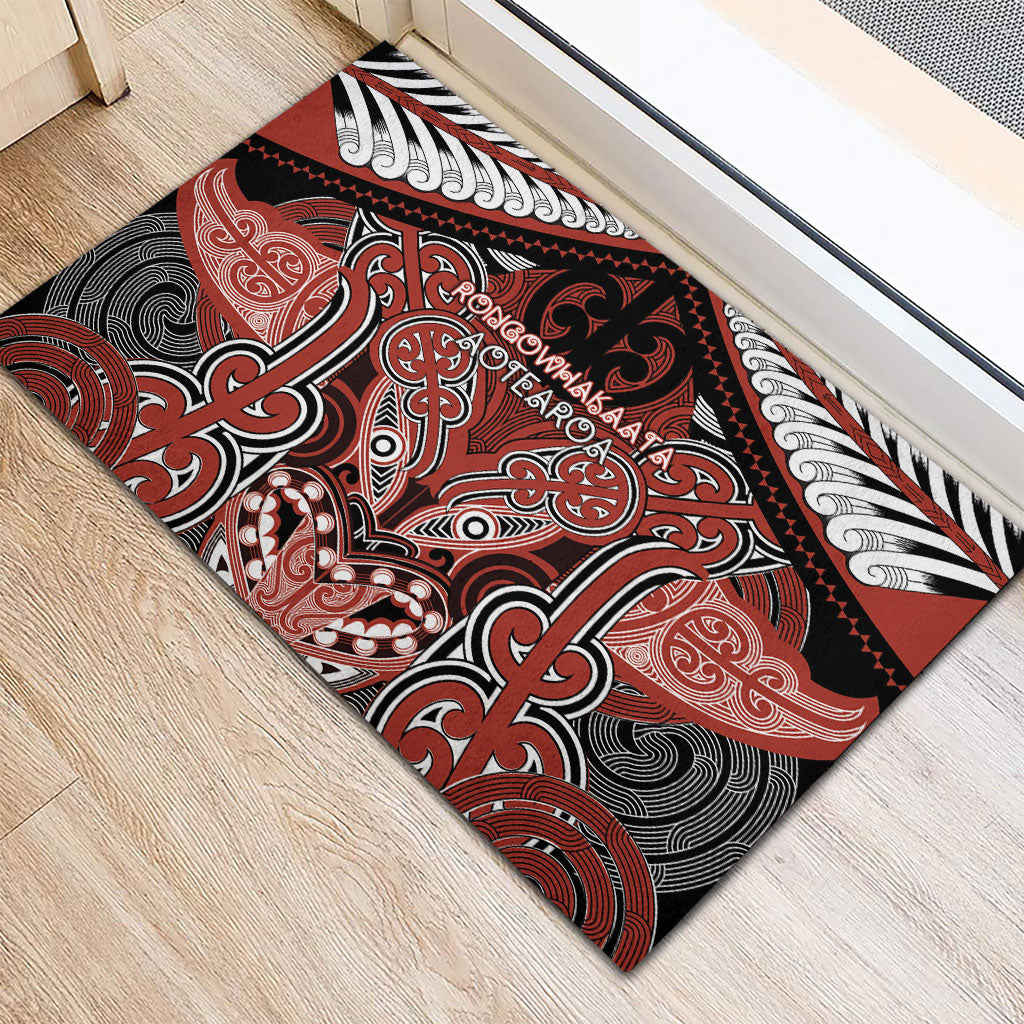 Aotearoa Iwi Rongowhakaata Rubber Doormat Maori Kowhaiwhai Pattern