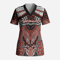 Aotearoa Iwi Rongowhakaata Personalised Scrub Top Maori Kowhaiwhai Pattern