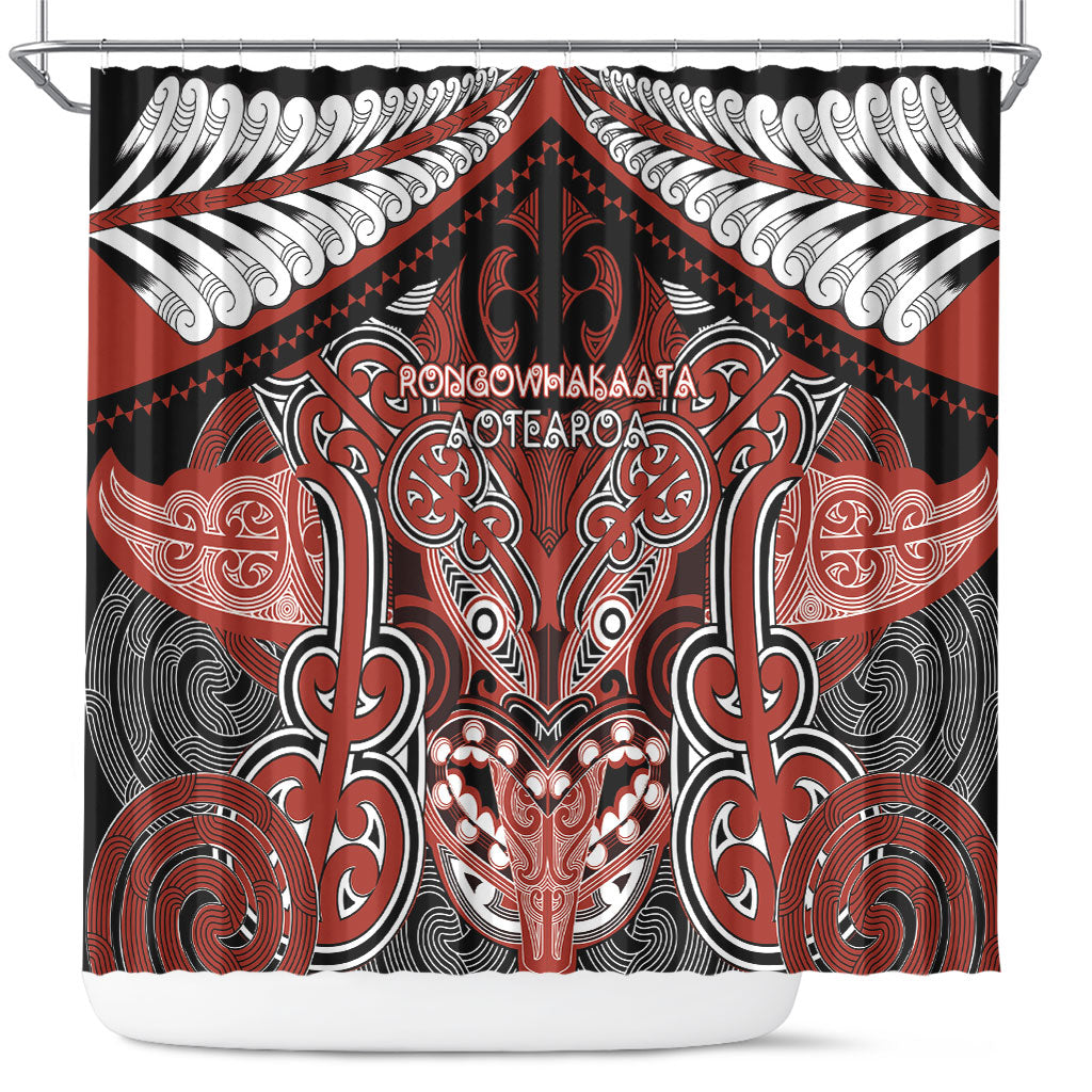 Aotearoa Iwi Rongowhakaata Shower Curtain Maori Kowhaiwhai Pattern