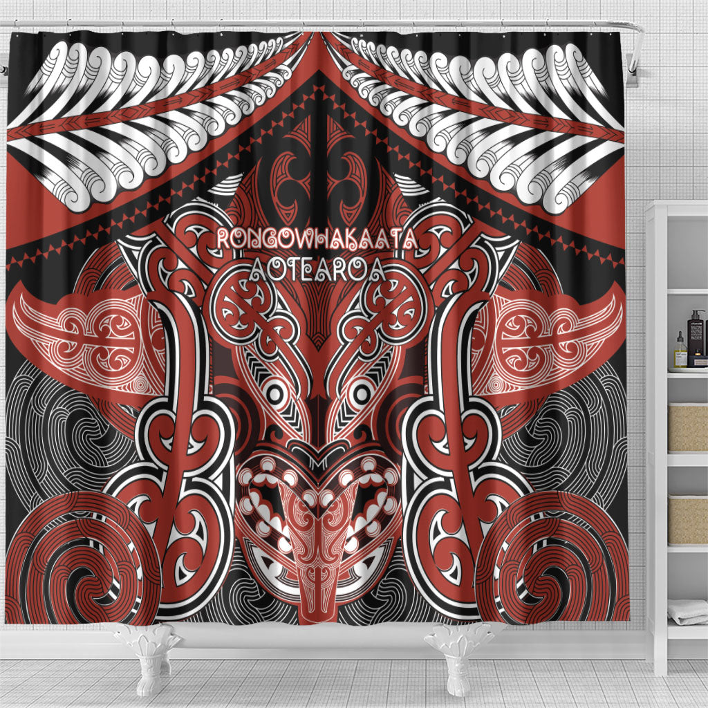 Aotearoa Iwi Rongowhakaata Shower Curtain Maori Kowhaiwhai Pattern