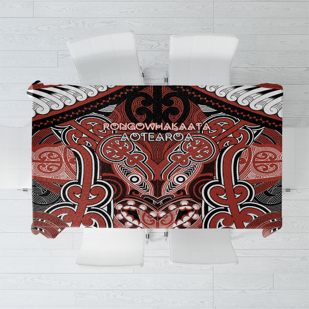 Aotearoa Iwi Rongowhakaata Tablecloth Maori Kowhaiwhai Pattern LT19 Red - Polynesian Pride