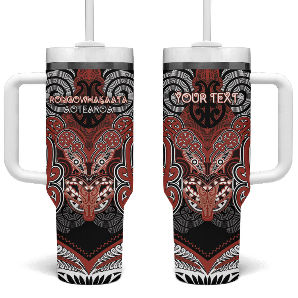 Aotearoa Iwi Rongowhakaata Personalised Tumbler With Handle Maori Kowhaiwhai Pattern