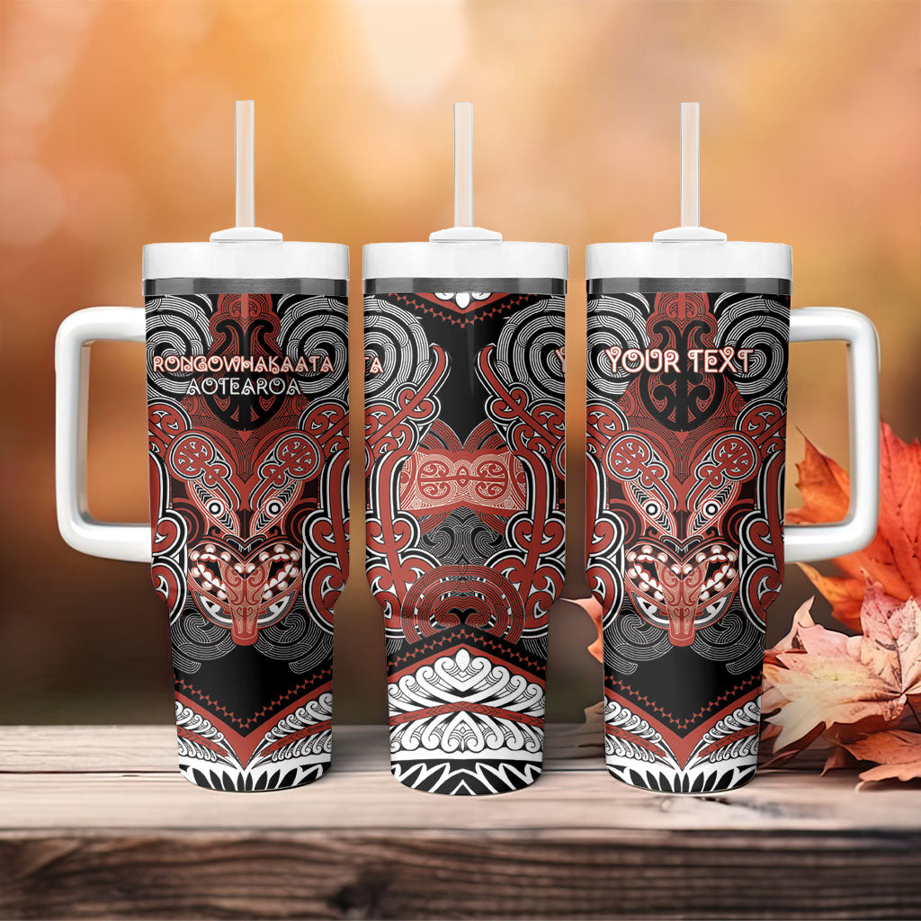 Aotearoa Iwi Rongowhakaata Personalised Tumbler With Handle Maori Kowhaiwhai Pattern